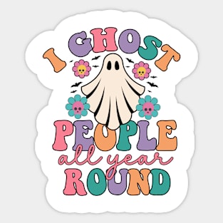 Groovy I Ghost People All Year Round Funny Halloween Ghost Sticker